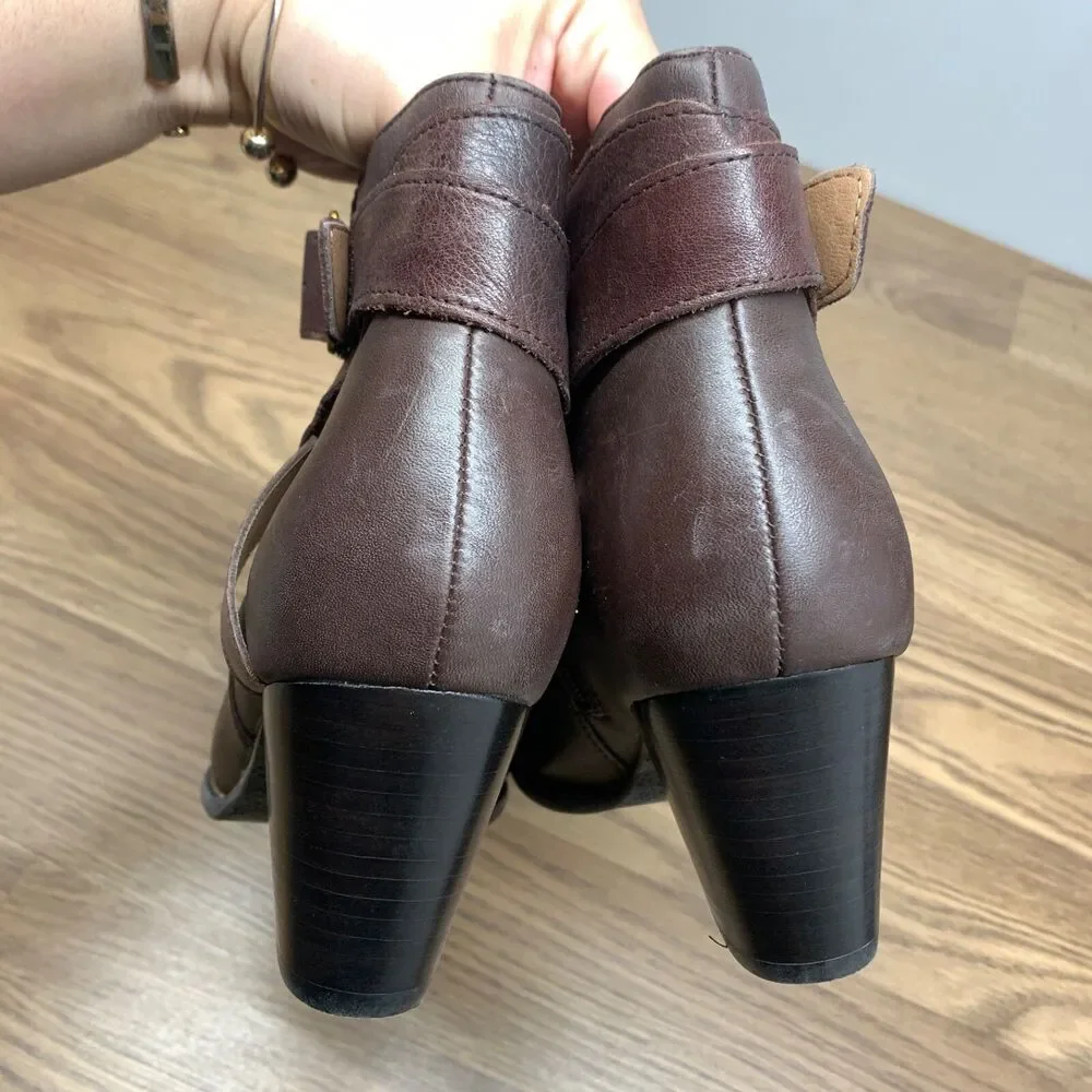 Vionic Trinity Boots Womens US Size 9.5‎ Brown Leather Booties TVW5300 Ankle